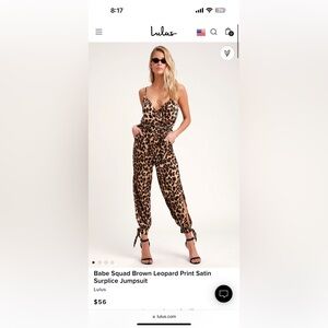 Lulu's Brown Leopard Print Satin Jumpsuit